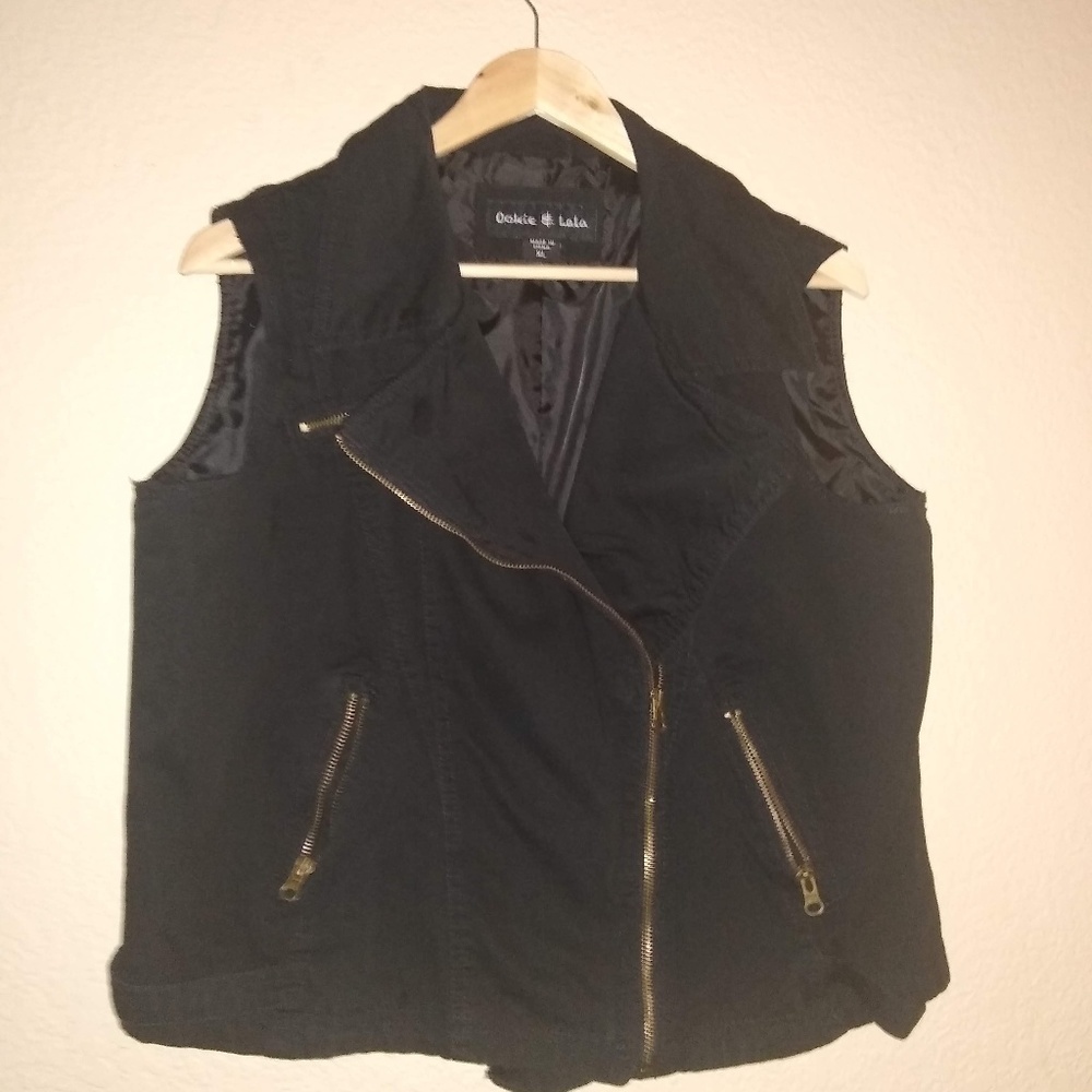 Black Denim Vest Ookie & Lala